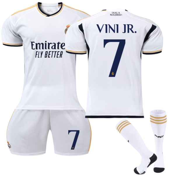 2023-2024 Real Madrid Hemma Fotbollströja för barn Vinicius nr. 7 VINI JR H 26