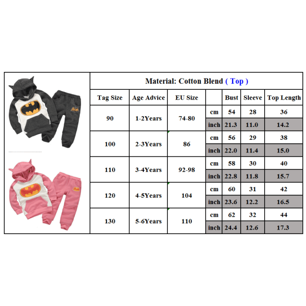 Kids Boys Girl Batman Sweatshirt Toppar Byxor Träningsdräkt Grå Black 120