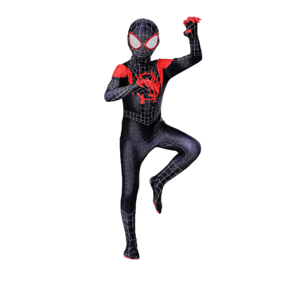 Kids Miles Morales kostyme Spider-Man Cosplay Halloween-sett black 150cm