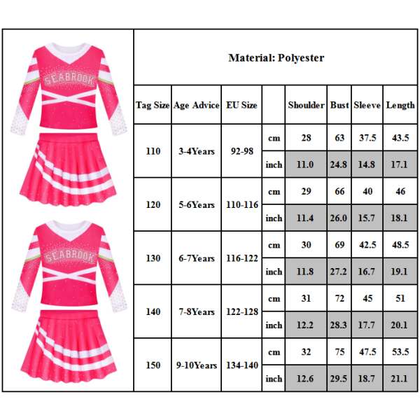 Zombie High 2 Cosplay Halloween Kjole Plissert Skjørt Outfits Y 140cm