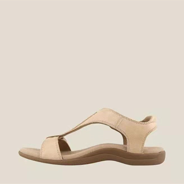 Naisten kesäsandaalit, rantaletut, avoimet varpaat, litteät pohjalliset, remmisandaalit. Beige 40