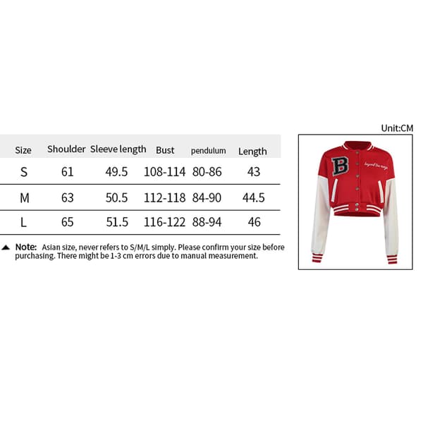 Kvinnor Varsity Jacka Cropped Baseball Jacka Bomberjackor Mode Streetwear W Black L
