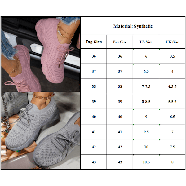 Damtränare löparsneaker snörning gym sportskor - pink 41