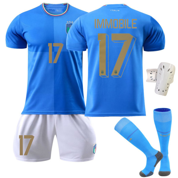 22 23 VM Italien Hjemmefodboldtrøje Børnefodboldtrøje nummer 17 Immobile Y xl