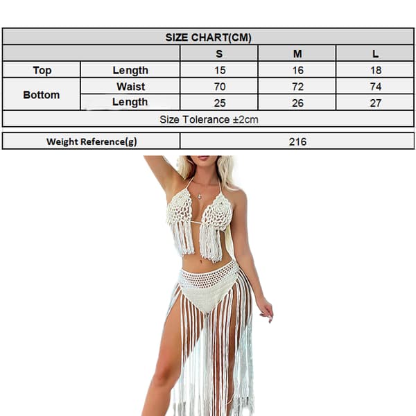 2 st Beach Outfits för kvinnor Hollow Top och High plit kirt / white S