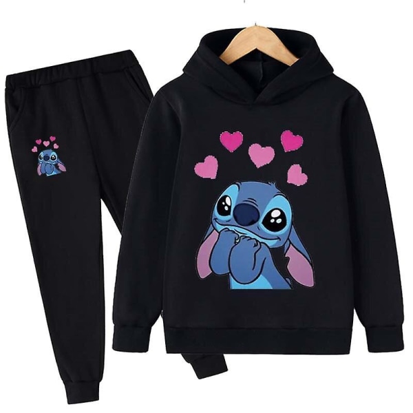 Børns Stitch Tøj Børns Kostume Varm Trøje Pige Hættetrøjer Pullover Sweatshirt Bukser Vinter Forår Pige Dreng Træningsoverall Sportswear W Style 4 100CM