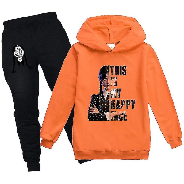 Wednesday Family Hettegenser Barn Unisex Pack Addams Sweatshirt Clothing V1 k orange 120cm