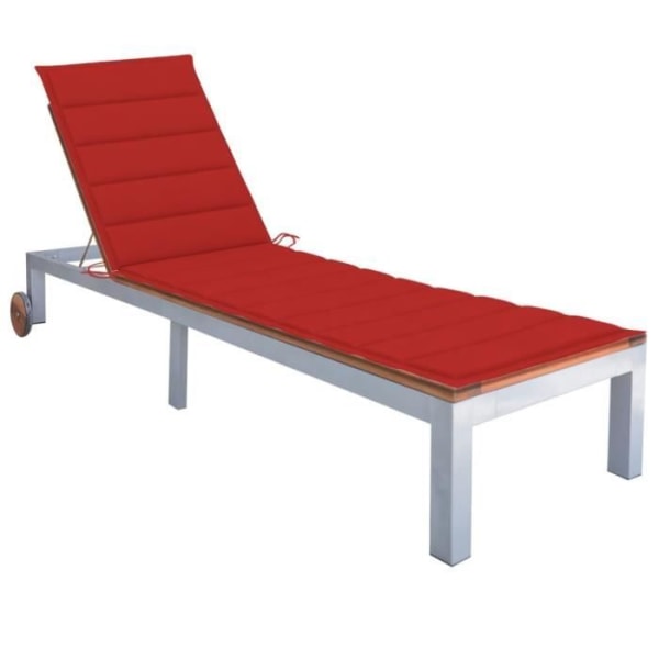 LIA Lounge stol med kudde Acacia trä och galvaniserat stål - Hög kvalitet 9193025857474