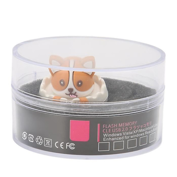HURRISE High Speed U Disk Cute Dog U Disk, Mini Computer Memory Stick Little + Ring Spänne 64GB