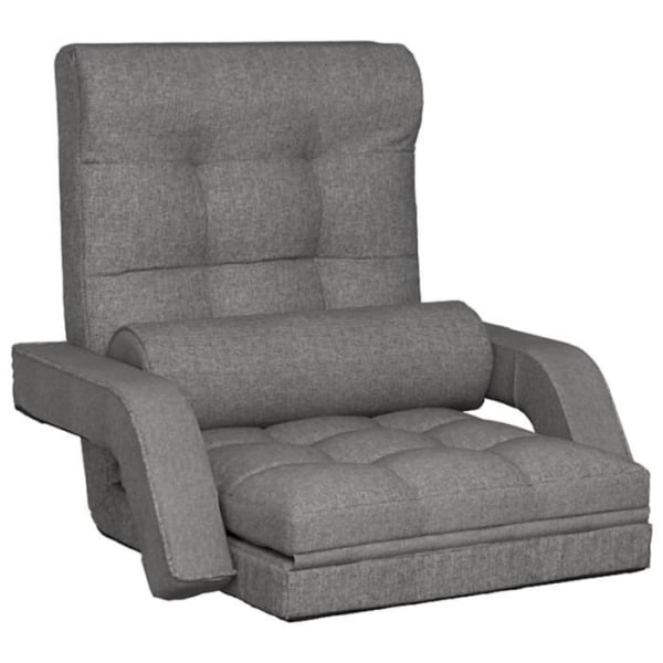 FDIT Golvfällbar stol med sängfunktion Ljusgrå tyg - FDI7805143377353