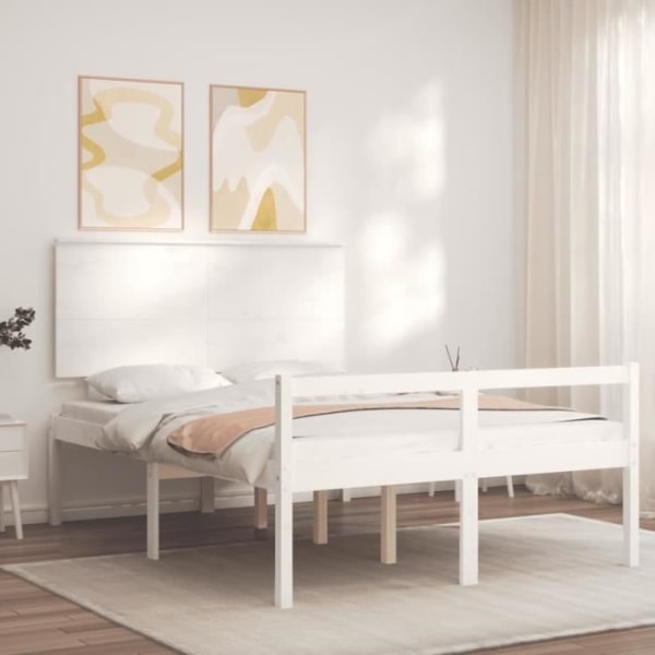 FDIT Sängstomme med vit sänggavel 120x200 cm massivt trä - FDI7070649294538