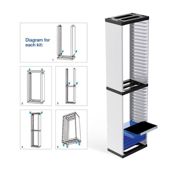 HURRISE Double Storage för PS5 Double Video Game Storage Hållbar Store 36 spelskivor Video Pack Hylla