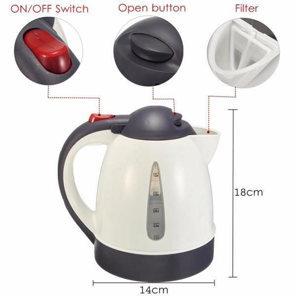 NEUFU 1000ml Bil Elektrisk Uppvärmd Vattenkokare Med Laddare Pr Vatten Kaffe Te 24V Typ-2