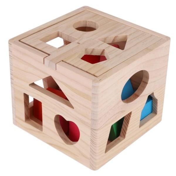 Intellektuella träspelkuber 13 hål Boxform Barn Baby Pedagogiska leksaker Färgglad geometri