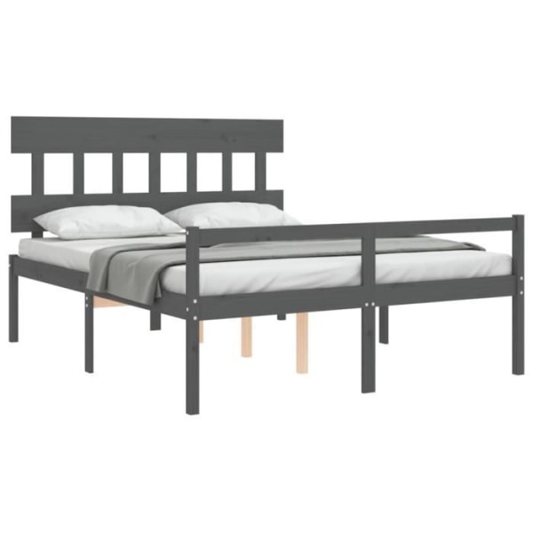 FDIT Sängstomme med grå sänggavel 160x200 cm massivt trä - FDI7070649294484