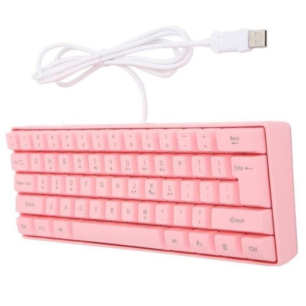HURRISE Trådbundet tangentbord V700 RGB Bakgrundsbelyst tangentbord Trådbundet Luminous Mekaniskt speltangentbord 61 nycklar USB Rosa