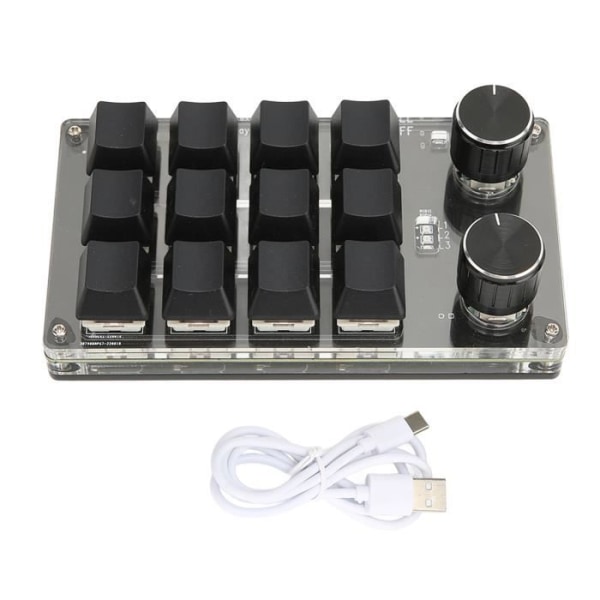 HURRISE 12-tangenters mekaniskt tangentbord 12-tangenters programmerbart tangentbord DIY, trådbundet makrotangentbord med datortangentbord