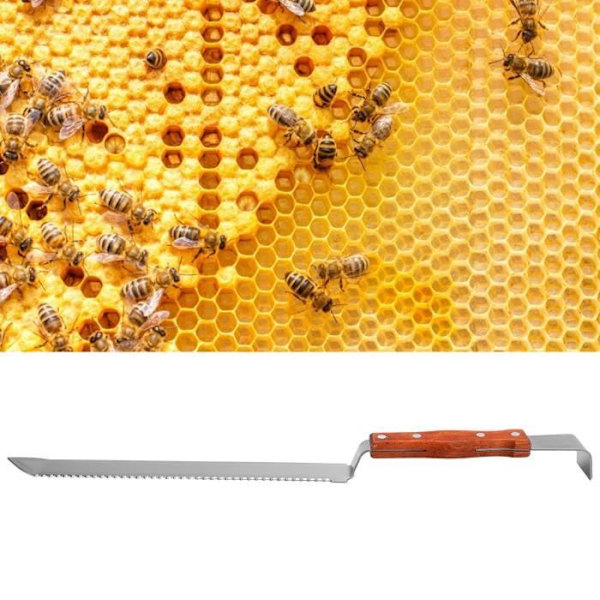 HURRISE honungsskärare multifunktionell honungsskärare av rostfritt stål Skrapknivar Biodlingsverktyg med trähandtag