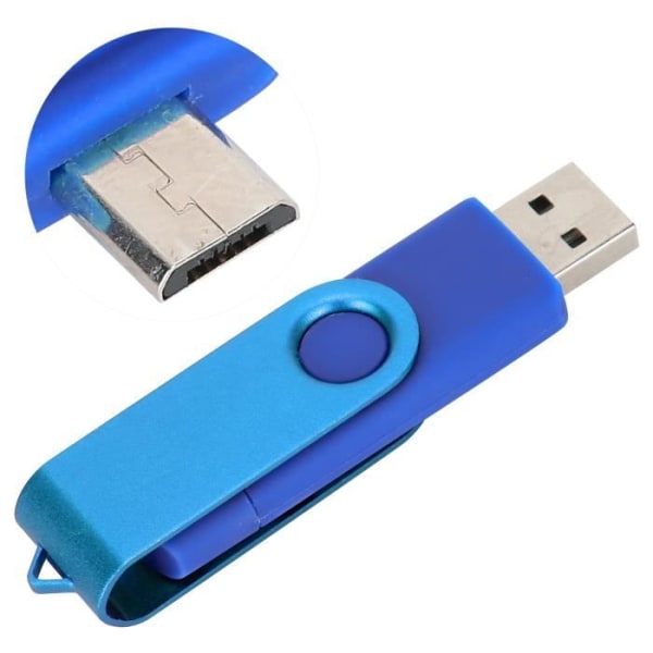 HURRISE 2 i 1 USB-minne Pendrives U-minnesenhet USB 2.0-minne OTG-datortillbehör CW10040 Blå (8GB)