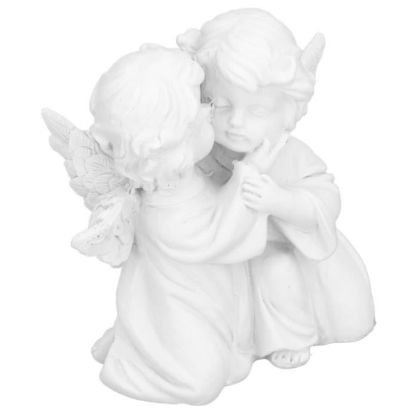 Ängladekoration Ängelstaty i syntetisk harts, vit änglaprydnad i mitten av ljusarmatur Kiss the Angel (höger)