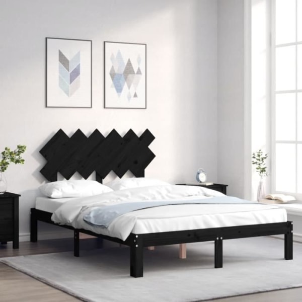 FDIT Sängstomme med svart sänggavel 120x200 cm massivt trä - FDI7070649291971