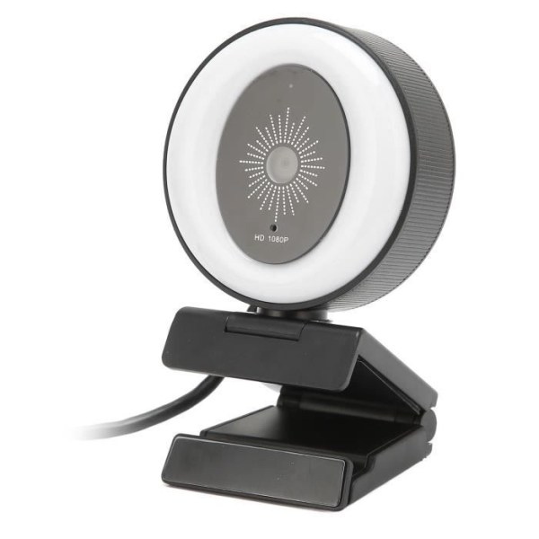 HURRISE webbkamera med ljus webbkamera med mikrofon, bärbar USB-webbkamera, Full HD justerbar ringljus datorbox