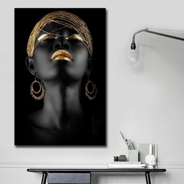 HURRISE på svart kvinnas duk Afrikansk svart kvinnas duk, abstrakt väggmålning, linnefärgspaket Diverse färger