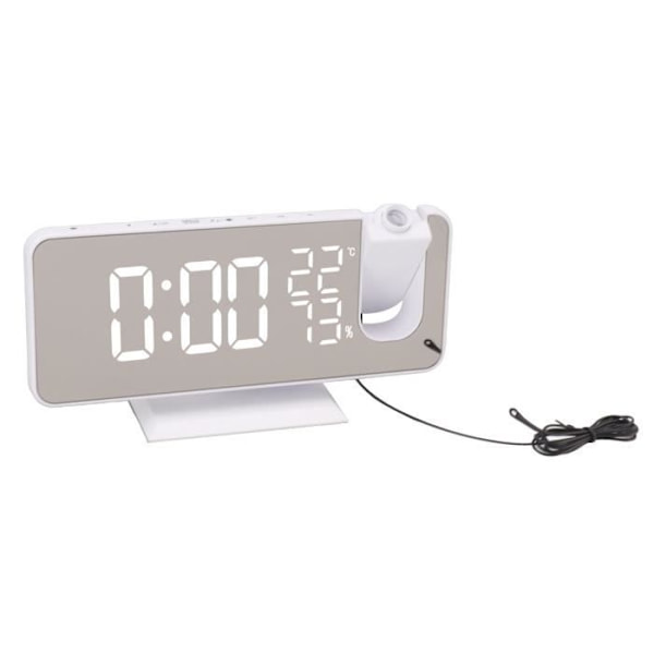 HURRISE LED Digital projektionsväckarklocka FM Radio LED Digital Smart Väckarklocka LED Vit kropp Teckenväckarklocka
