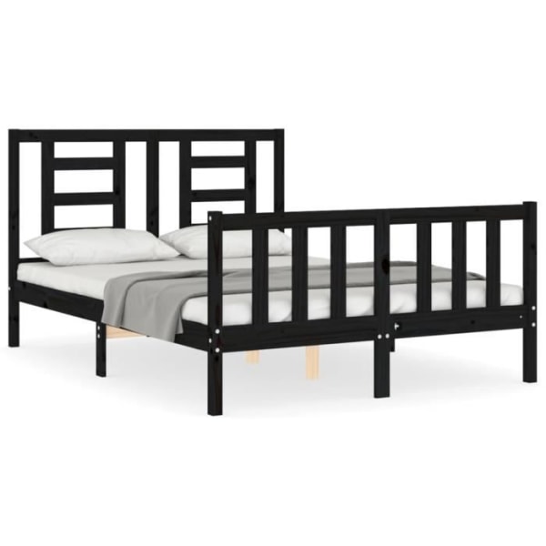 FDIT Sängstomme med svart sänggavel 140x190 cm massivt trä - FDI7070649306699
