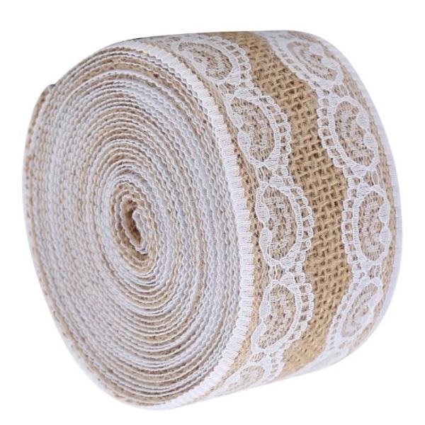 HURRISE Burlap Tree Ribbon 5,5yd DIY Burlap Ribbon Olika stilar Spets Burlap Roll För