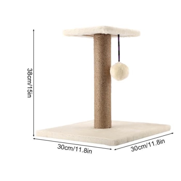 HURRISE Cat Tree Handgjord Cat Scratcher Sisal Rep Activity Climbing Toy (beige)