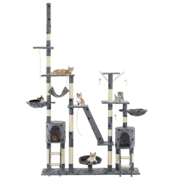 LIA Kattträd och skrapstolpar147 x 35 x (230-250) cm Tasstryck Grå Möbler för katter
