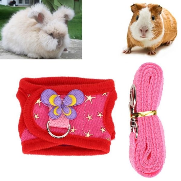 Bröstband Dragväst Marsvin Hamster Kanin koppel Sele Set (röd M)