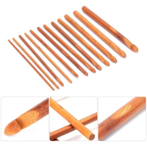 HURRISE Craft Sticknål 12st Kolsyrade bambukrokar Sticknålsvävverktygssats