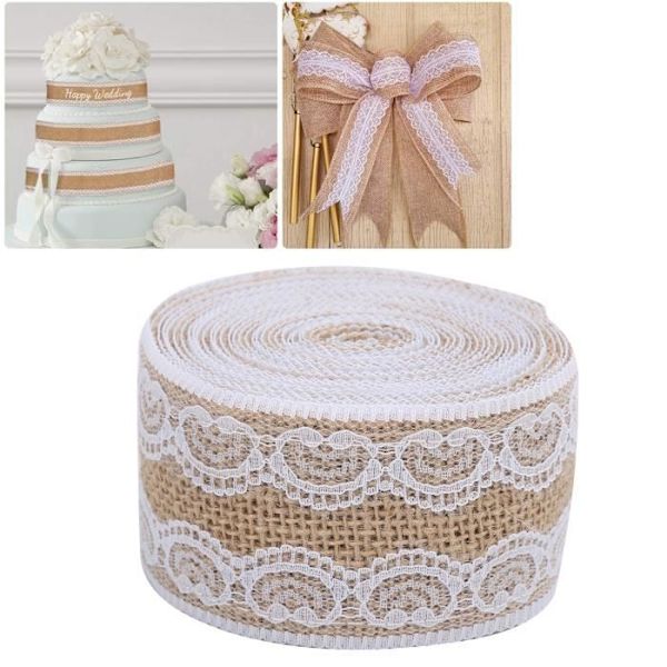 HURRISE Burlap Tree Ribbon 5,5yd DIY Burlap Ribbon Olika stilar Spets Burlap Roll För