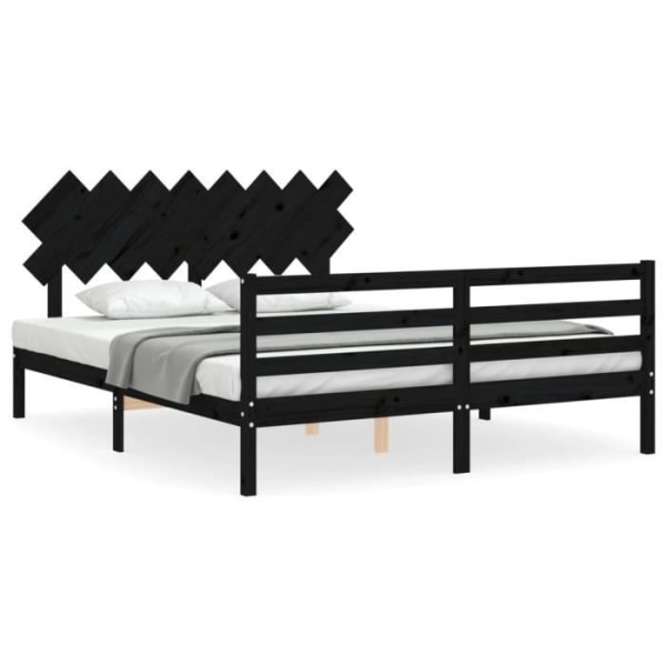 FDIT Sängstomme med svart sänggavel 160x200 cm massivt trä - FDI7070649302967