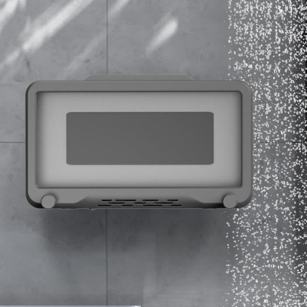 LIA väggmonterad telefonhållare 360° vridbar vattentät med pekskärm för badrum köksspegel Badkar, grå