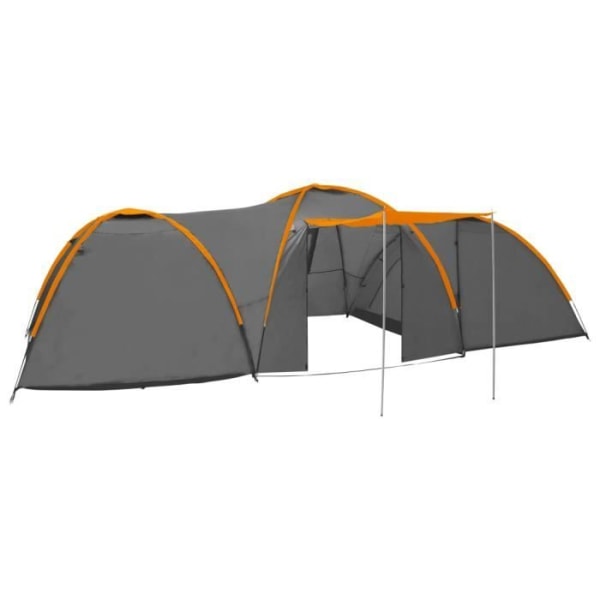 LIA Camping iglotält 650x240x190cm 8 personer Grå och orange 9375297963460 9375297985844