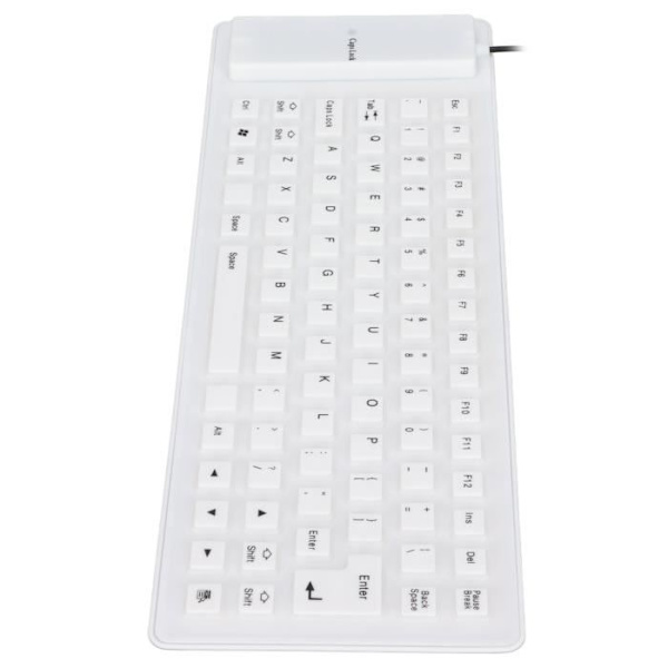 Silikontangentbord Helt förseglad design Lätt bärbar Tyst Mjuk Bekväm datortangentbord Tangentbord Vit