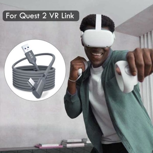 HURRISE VR Quest 2 Link-kabel 16 fot - Höghastighetsdataöverföring - Snabbladdning