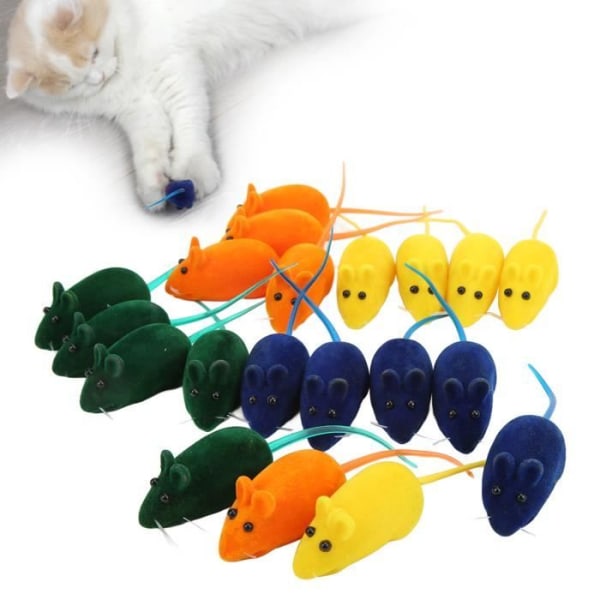 HURRISE Simulation Mouse Toy 20 delar Squeak Mouse Toy Safe Interactive 4 färger Lindra stress Squeak Cat Toys