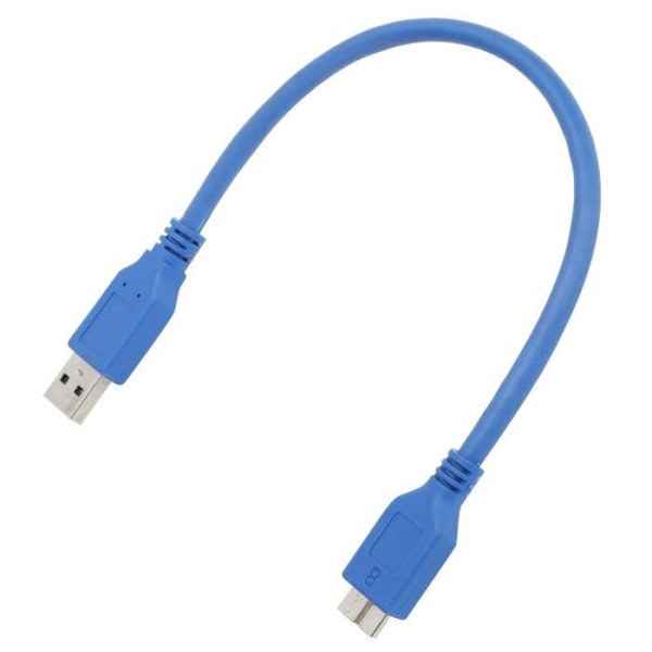 HURRISE USB 3.0 Typ-A till Micro-B-kabel - Snabb filöverföring - 5 Gbps - 0, - Blå