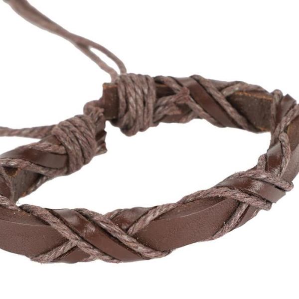 HURRISE Handledsdekoration 2 Set Retro flätat armband Handstickad Ko Split Läder Armbandsdekoration för
