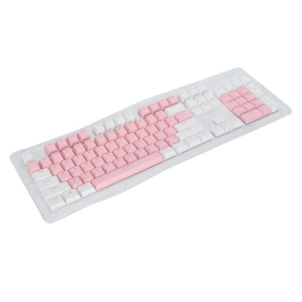 HURRISE 104st tangentbord Hållbara stabila tvåtonsgenomskinliga bakgrundsbelysta PBT mekaniska tangentbordslock (rosa vit)