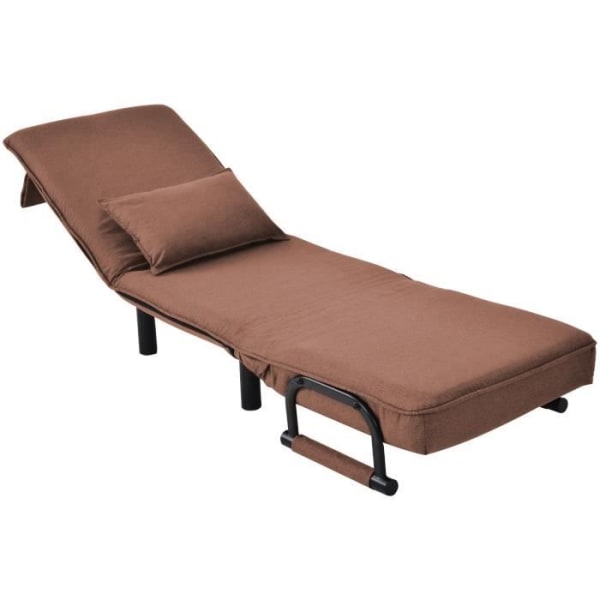Sovsoffa täckt sovstol, justerbart ryggstöd med 6 positioner, hopfällbar stol med kudde, vadderad sits, soffa