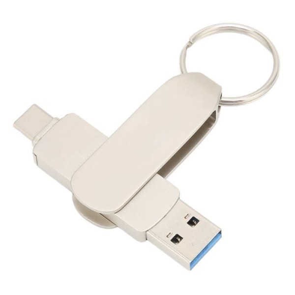 HURRISE Flash Drive 2 i 1 Nyckelring USB Flash Drive OTG USB3.0 till USB C 360° Roterbar U Disk Dubbel intern datoranvändning 128GB