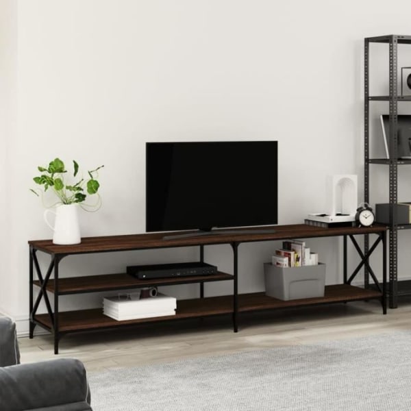 FDIT TV-skåp i brun ek 200x40x50 cm konstruerat trä och metall - FDI7070649249330