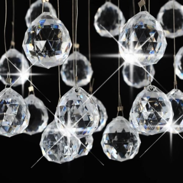 LIA Taklampa med kristallpärlor silver och transparent Sphere 3 G9-lampor 25 x 40 cm