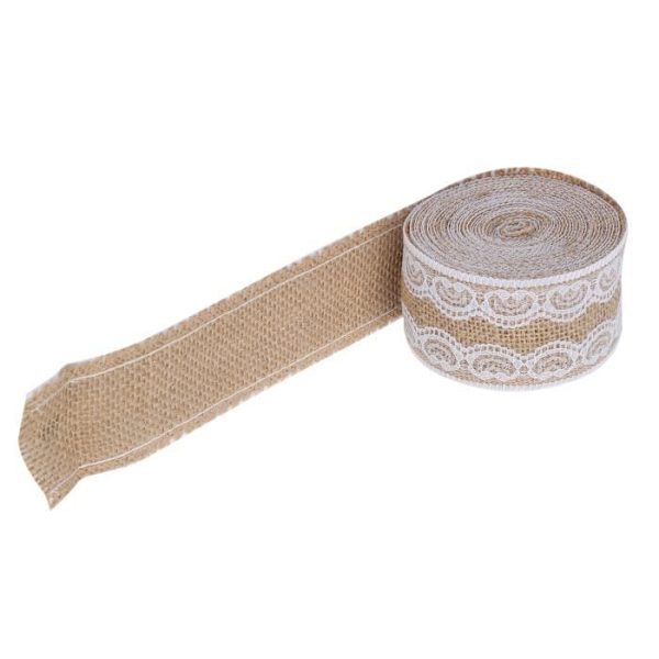 HURRISE Burlap Tree Ribbon 5,5yd DIY Burlap Ribbon Olika stilar Spets Burlap Roll För