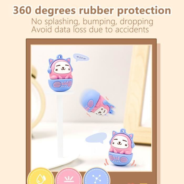 HURRISE Cartoon Flash Drive Tecknad Flash Drive PVC USB2.0 Cat Pattern Plug and Play Stötsäker Gul Grön 64G